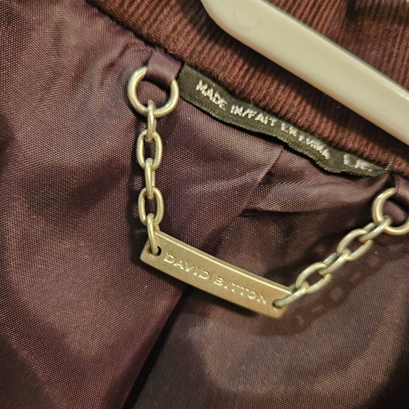 DAVID BITTON jacquard & corduroy frayed-edge rhinestone buttons jacket blazer - Picture 7 of 10